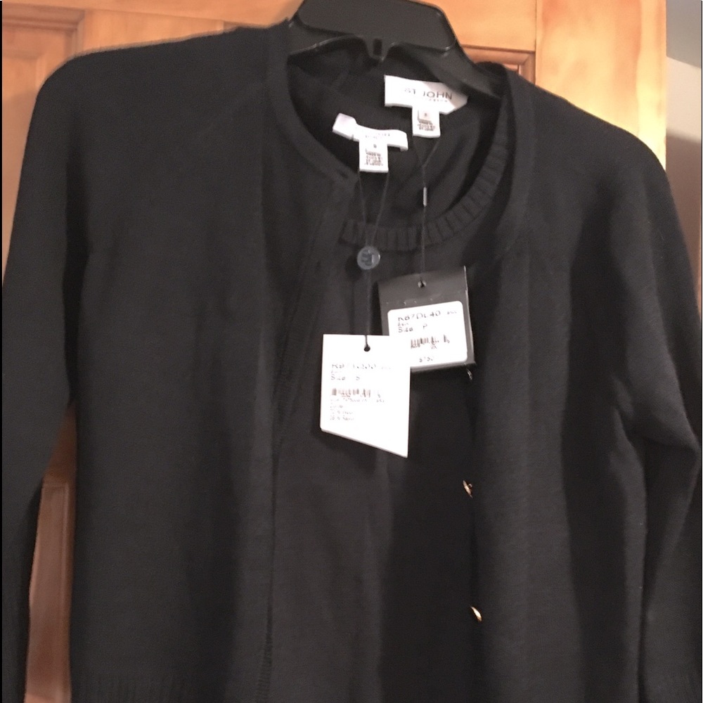 St John Knit Cardigan set, Black, NWT